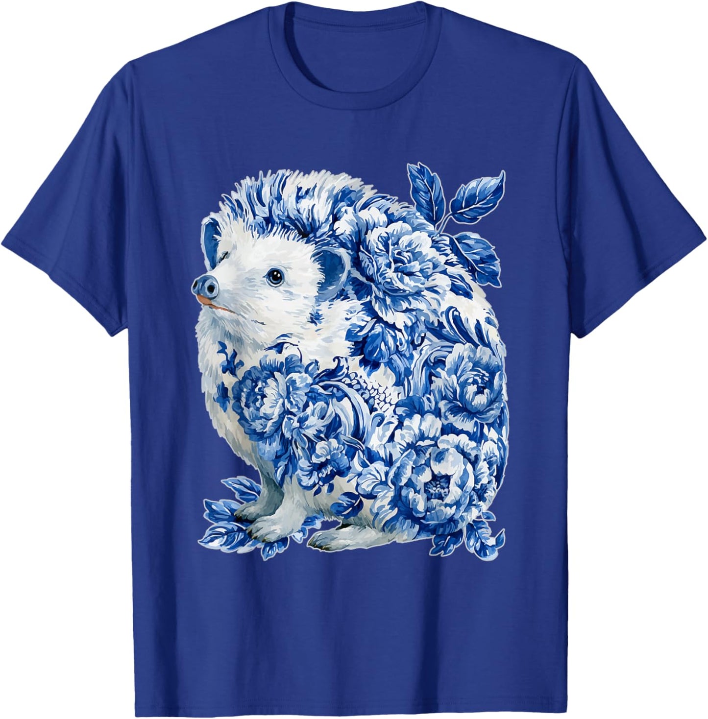 Vintage Floral Hérisson avec Fleurs Delft Art Chinoiserie T-Shirt - T-Shirt | Royal