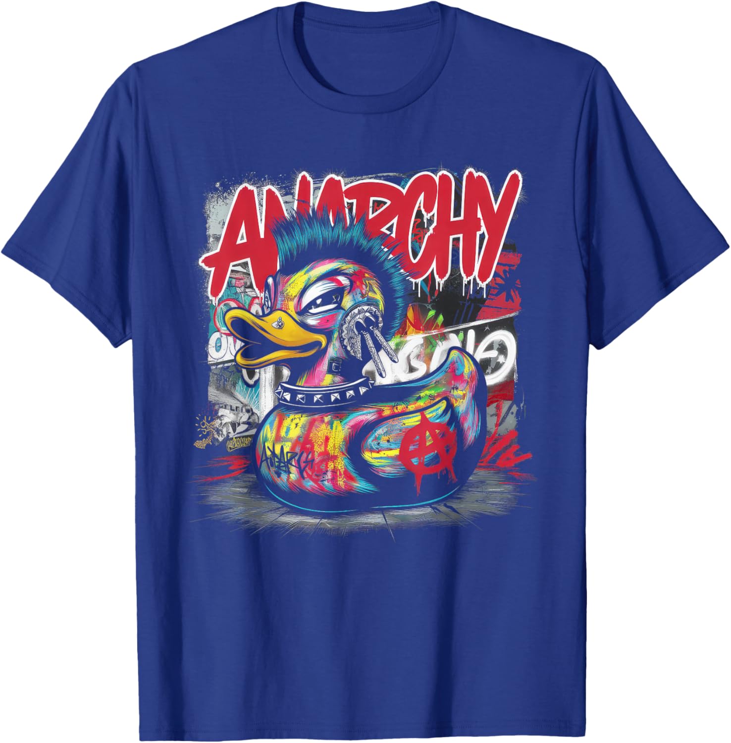 Punk Women Male Duck Rock Rock Duck Anarchy T-Shirt - T-Shirt | Royal
