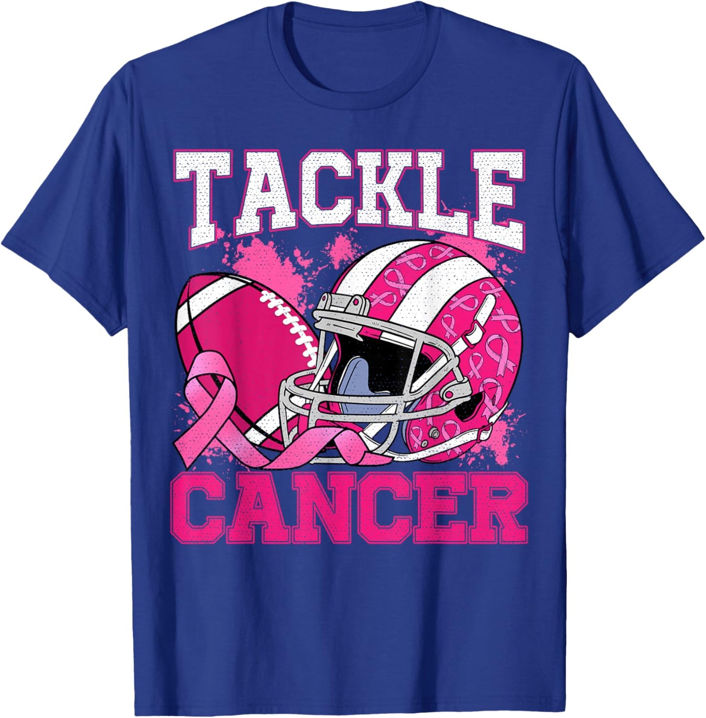 Tackle Breast Cancer Football Pink Breast Cancer Awareness T-Shirt - T-Shirt | Royal