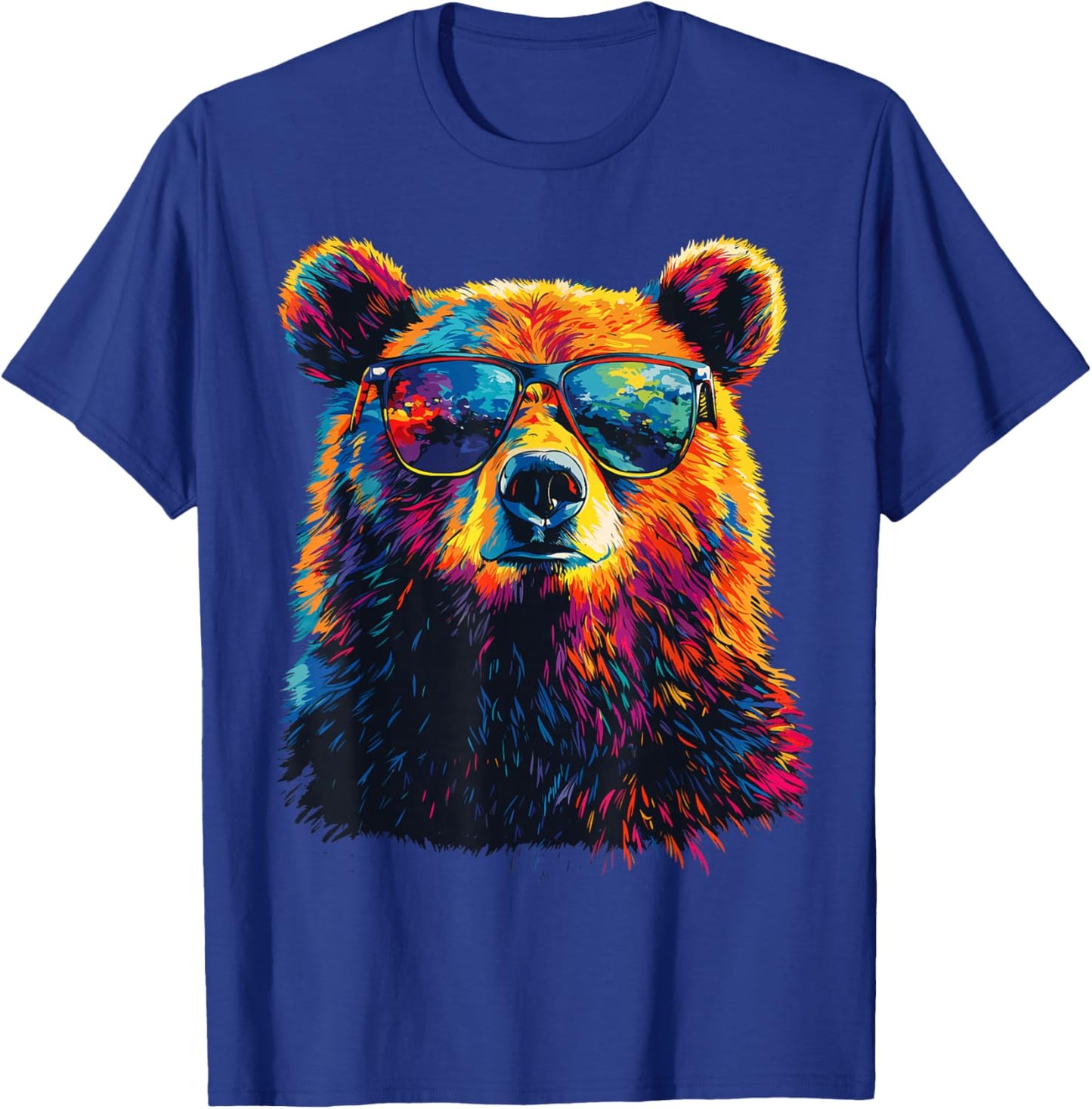 Bear Wearing Sunglasses Wildlife Graphic Colorful Bear T-Shirt - T-Shirt | Royal