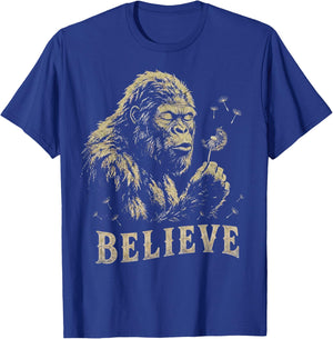 Vintage Sasquatch Believe Cryptid Blowing Dandelion Gifts T-Shirt - T-Shirt | Royal