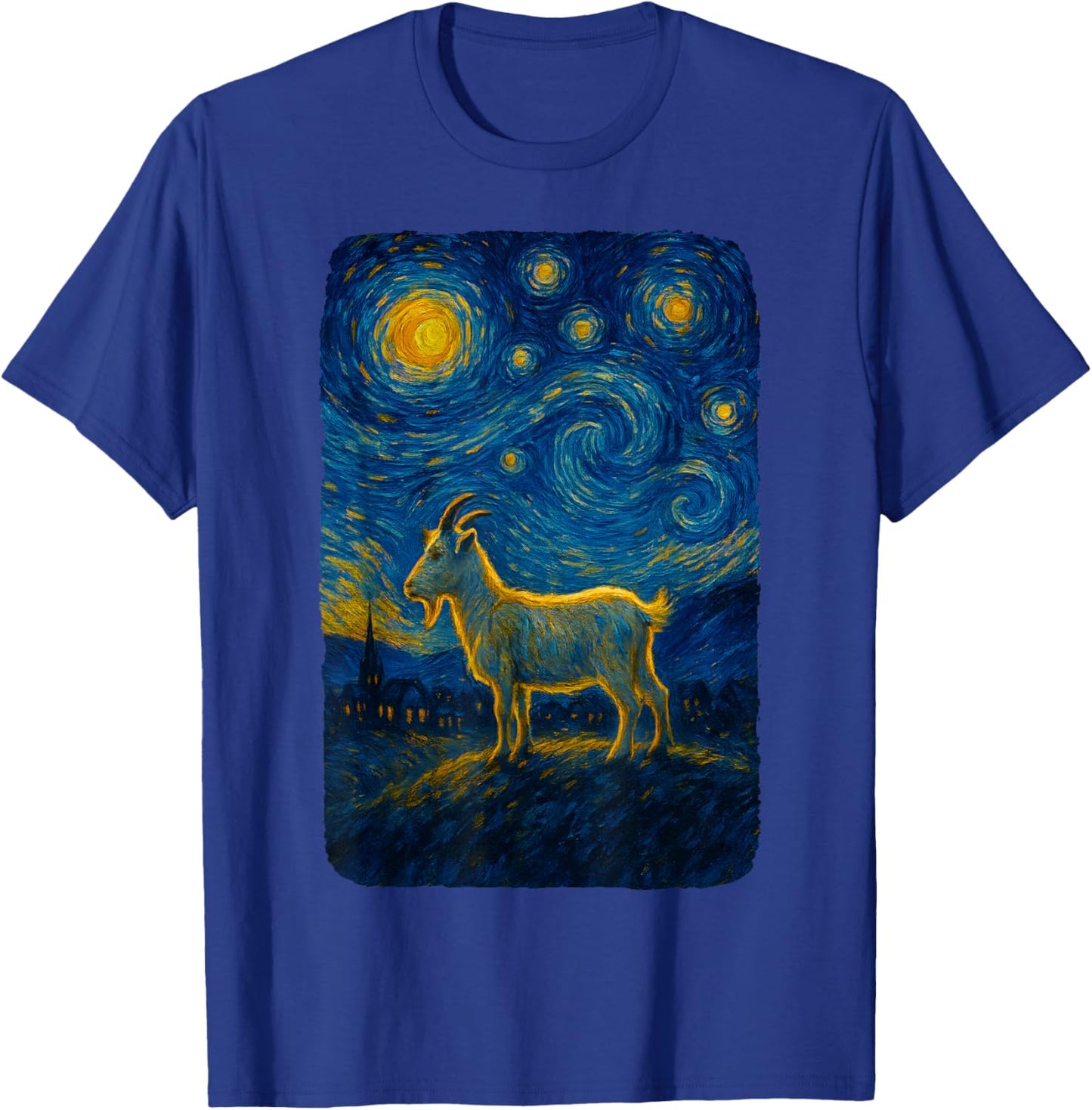 Funny Goat Lover Starry Cute Night Van Gogh for Girls Women T-Shirt - T-Shirt | Royal