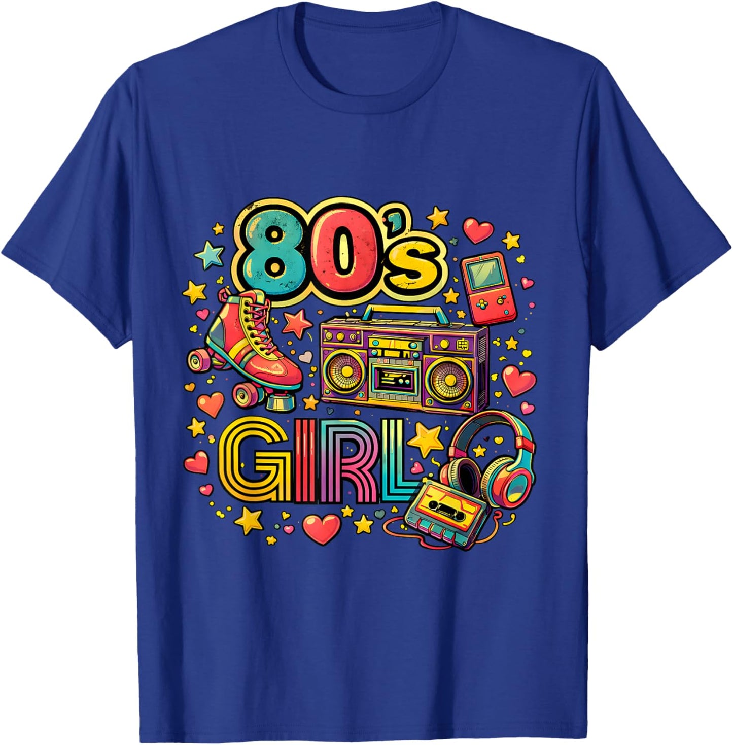 Fun Times Girl's 80s Retro Roller Skates T-Shirt - T-Shirt | Royal