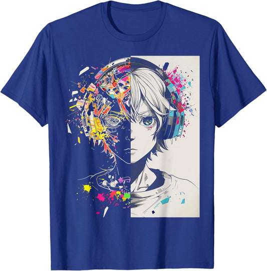 Anime Manga Motif Headphone Artwork Anime T-Shirt - T-Shirt | Royal