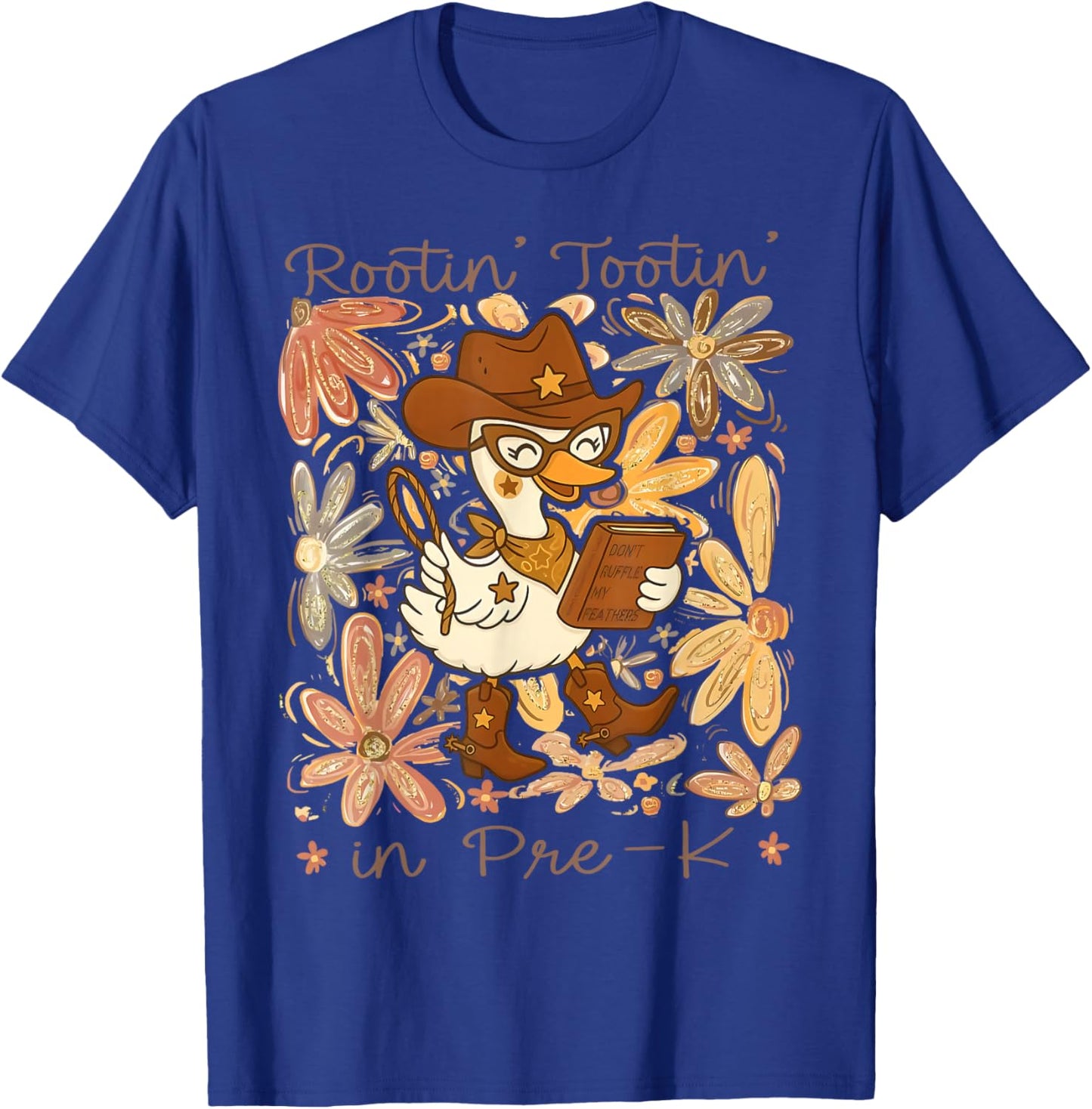 Floral Rootin' Tootin' Pre-K Teacher Cowgirl Goose Western T-Shirt - T-Shirt | Royal