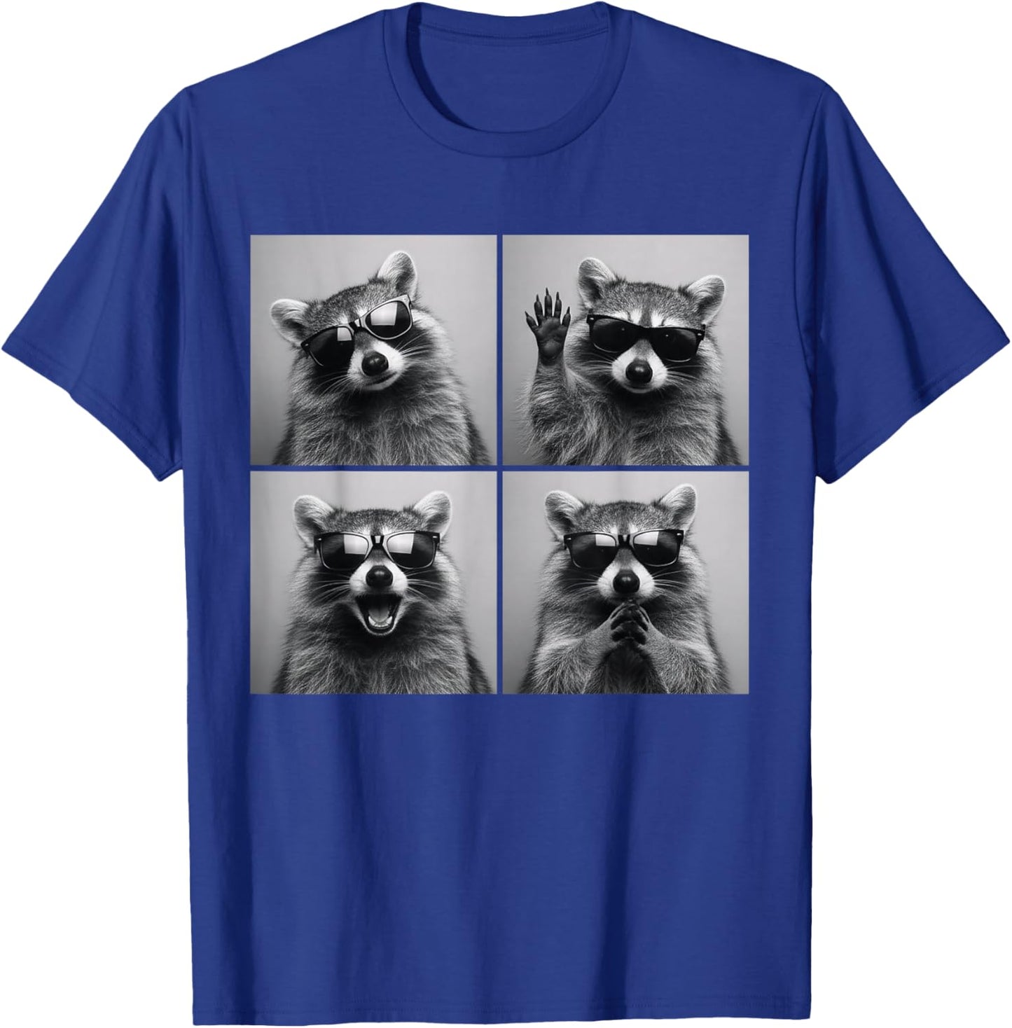 Cool Raccoon with Sunglasses PhotoBooth Funny Trash Panda T-Shirt - T-Shirt | Royal