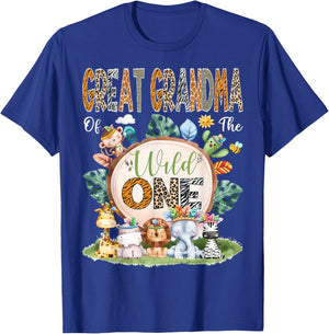 Great Grandma Of The Wild One Safari Tribal Jungle 1St Bday T-Shirt - T-Shirt | Royal