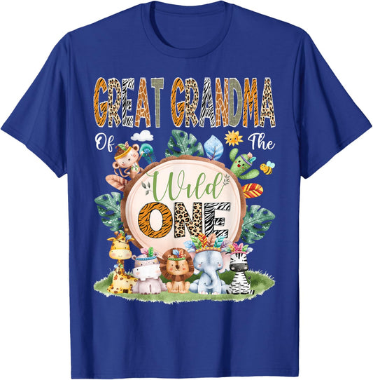 Great Grandma Of The Wild One Safari Tribal Jungle 1St Bday T-Shirt - T-Shirt | Royal