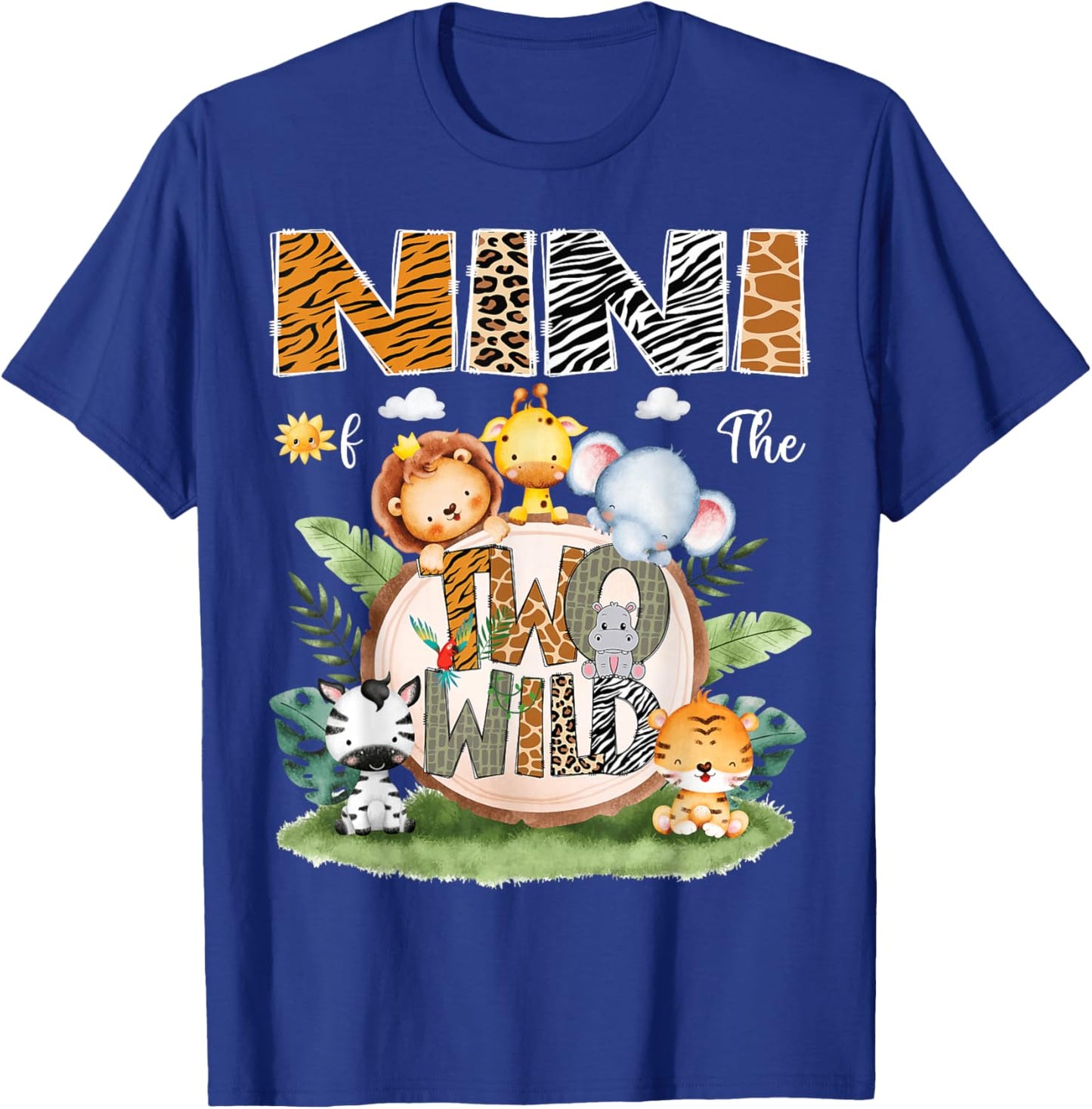 Nini Of The Two Wild 2Nd Birthday Safari Animal Lover T-Shirt - T-Shirt | Royal