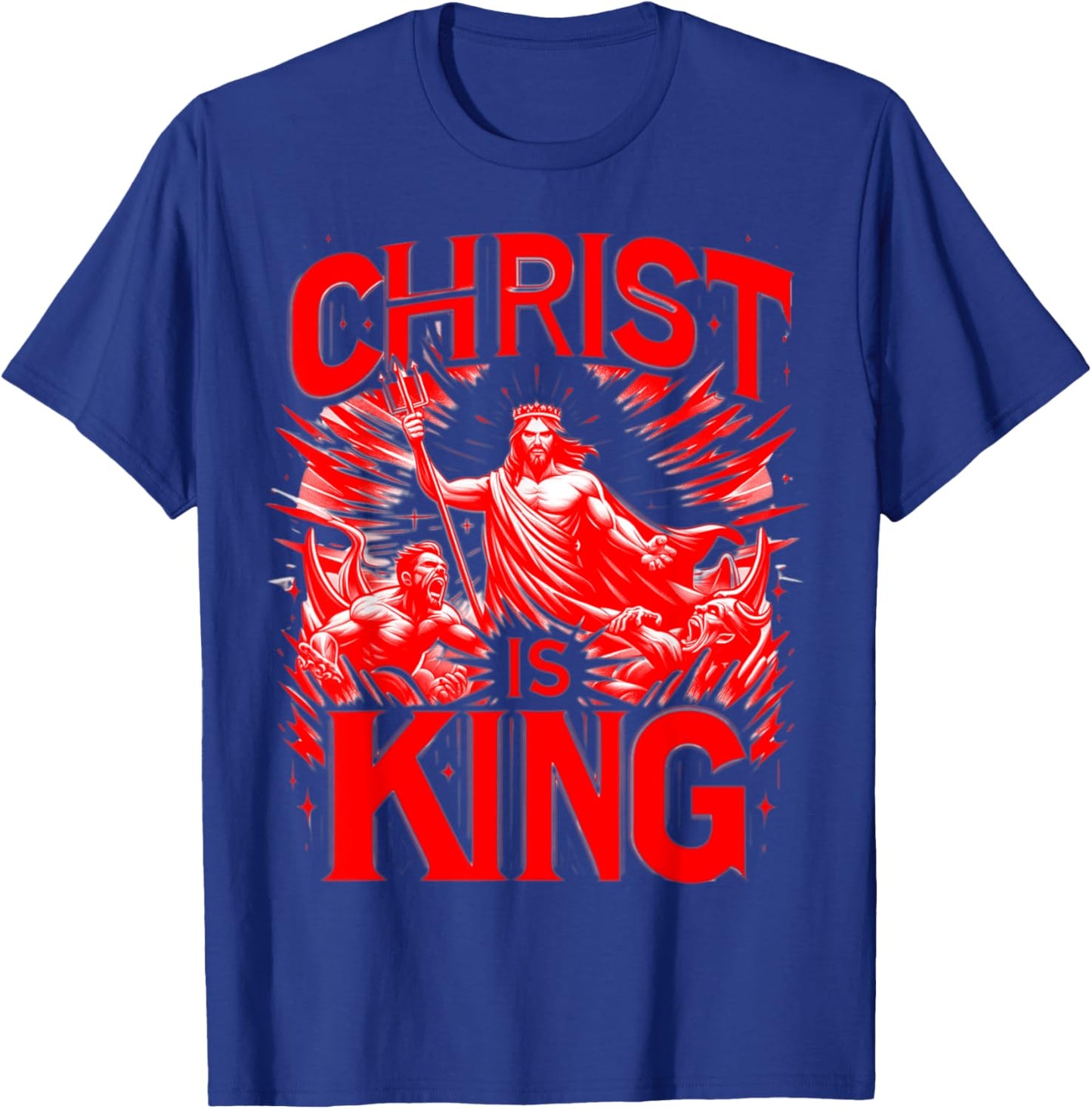 Christ Is King - Jesus Defeats The Devil Christian Graphic T-Shirt - T-Shirt | Royal