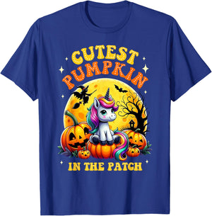 Cutest Pumpkin In The Patch Unicorn Witch Halloween Kawaii T-Shirt - T-Shirt | Royal