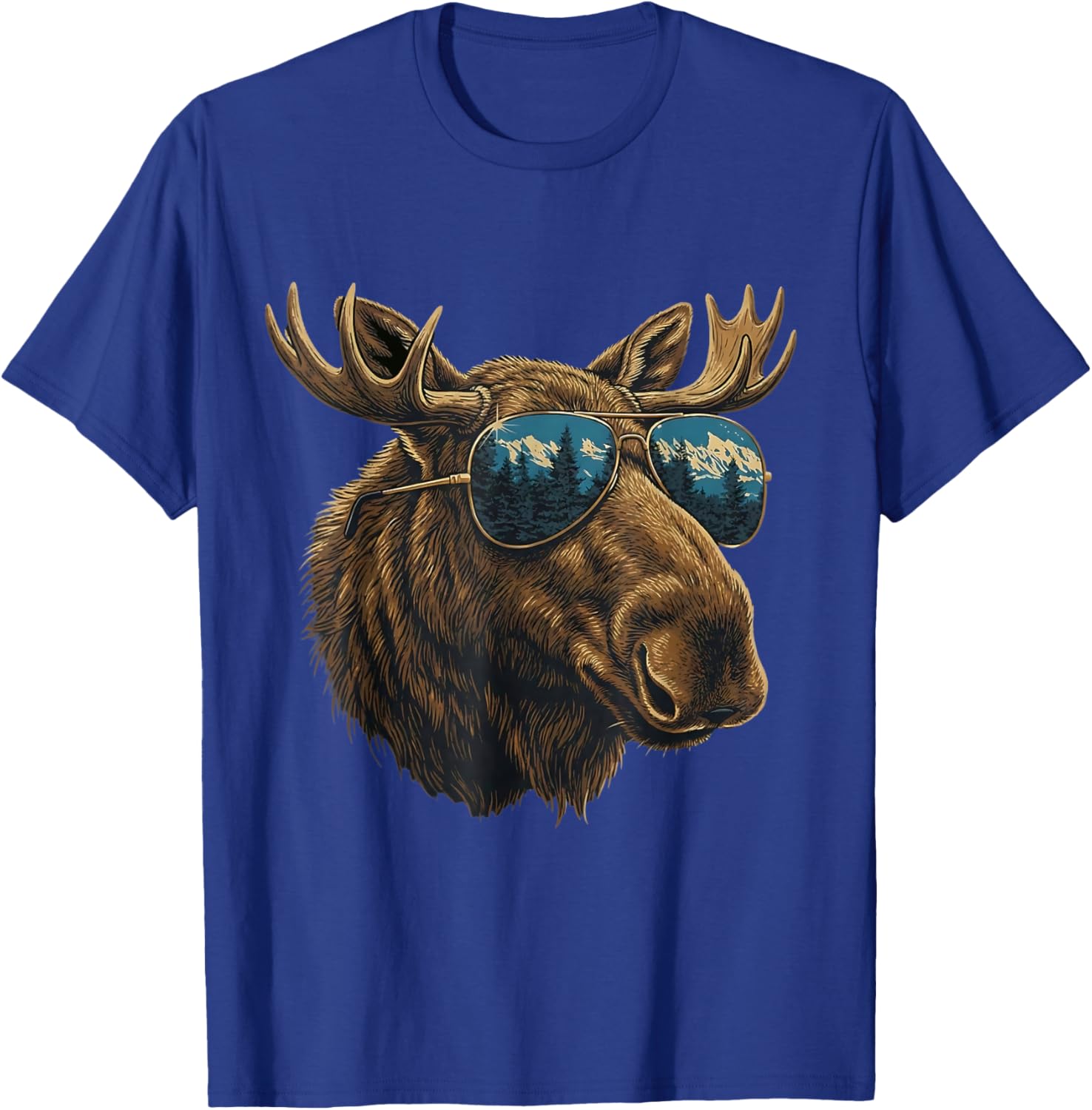 Cool Retro Moose Sunglasses Wildlife Animal Boys Kids T-Shirt - T-Shirt | Royal