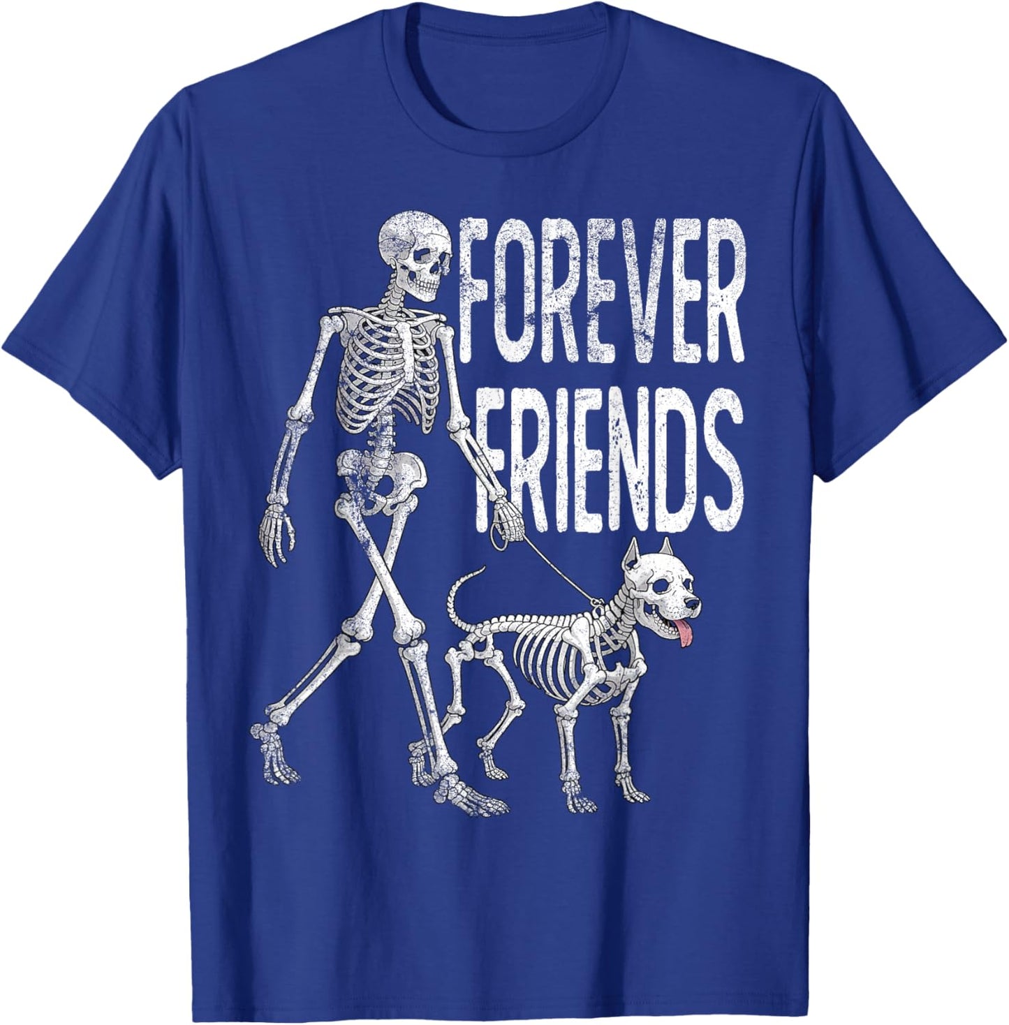 Friends Forever Skeleton Dog Lover Vintage Style T-Shirt - T-Shirt | Royal