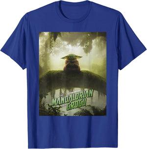 Star Wars The Mandalorian and Grogu Movie Meditating Poster T-Shirt - T-Shirt | Royal