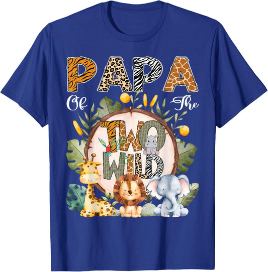 Papa Of The Two Wild Animal Safari 2Nd Birthday Party T-Shirt - T-Shirt | Royal
