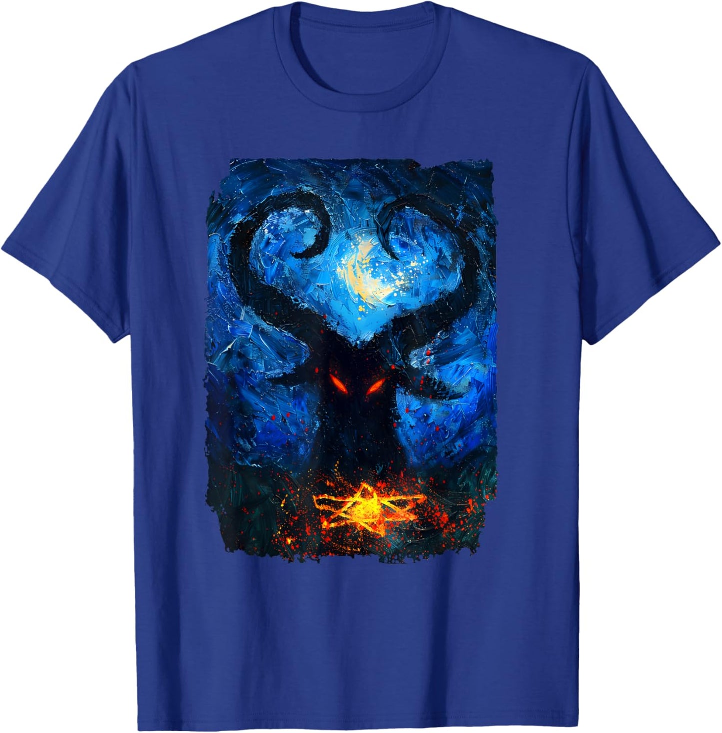 Occult Baphomet Starry Nights Goat Pentagram T-Shirt - T-Shirt | Royal