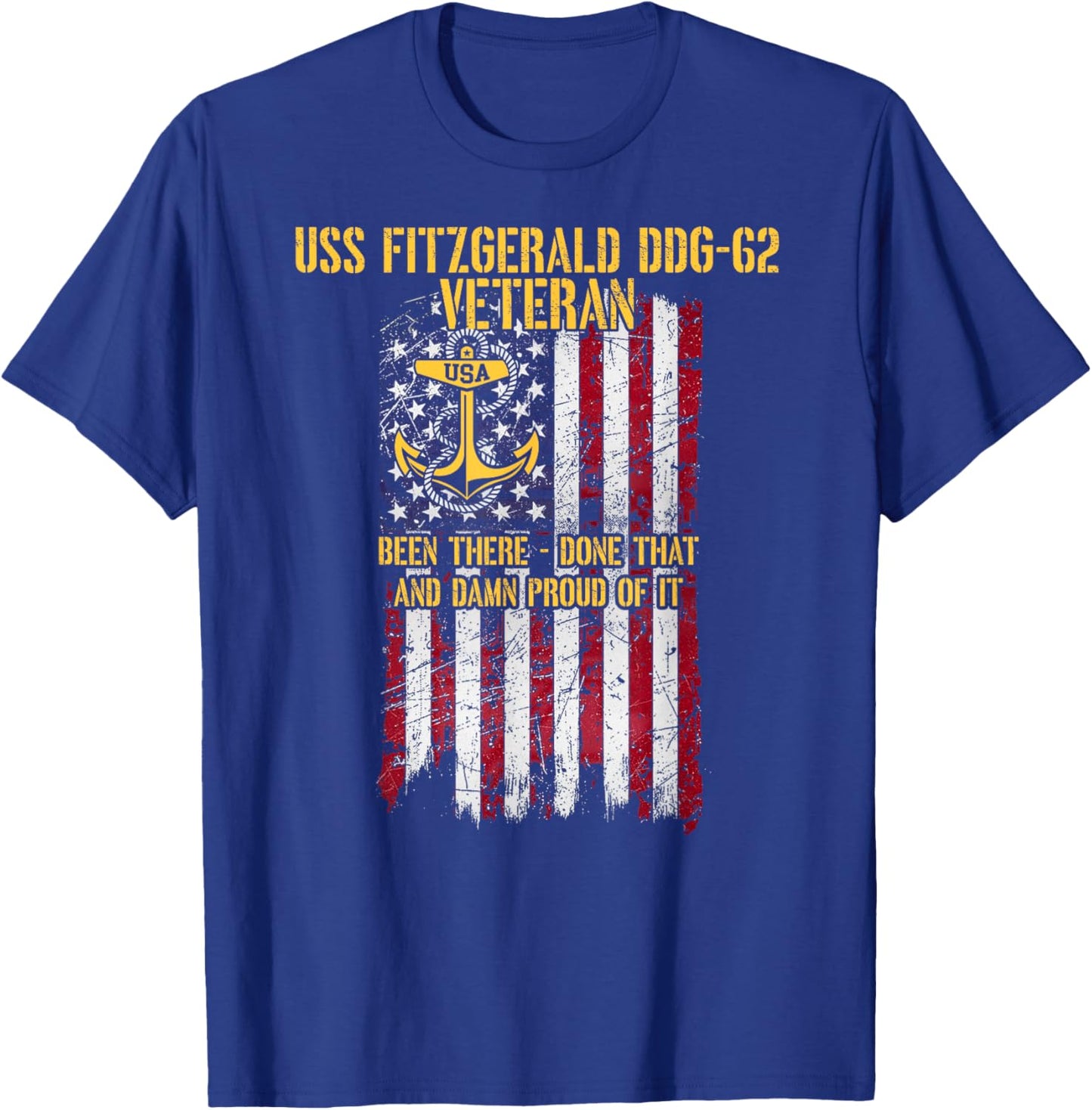 USS Fitzgerald DDG-62 Destroyer Proud Veteran T-Shirt - T-Shirt | Royal