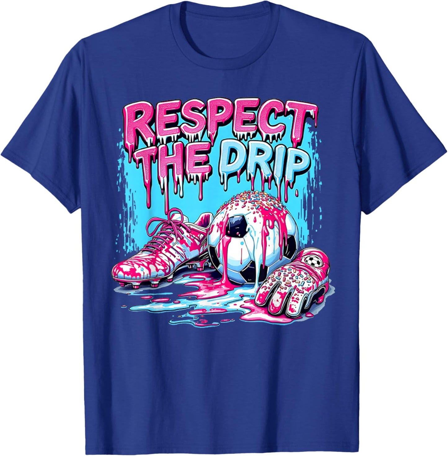 Soccer Ice Cream Sprinkles Theme Youth Respect The Drip Kids T-Shirt - T-Shirt | Royal