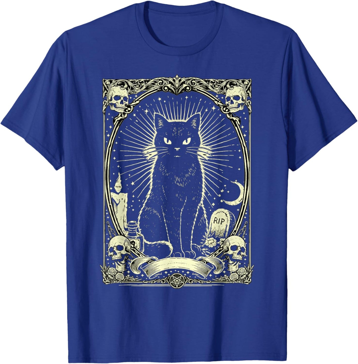 Gothic Black Cat Vintage Design T-Shirt - T-Shirt | Royal