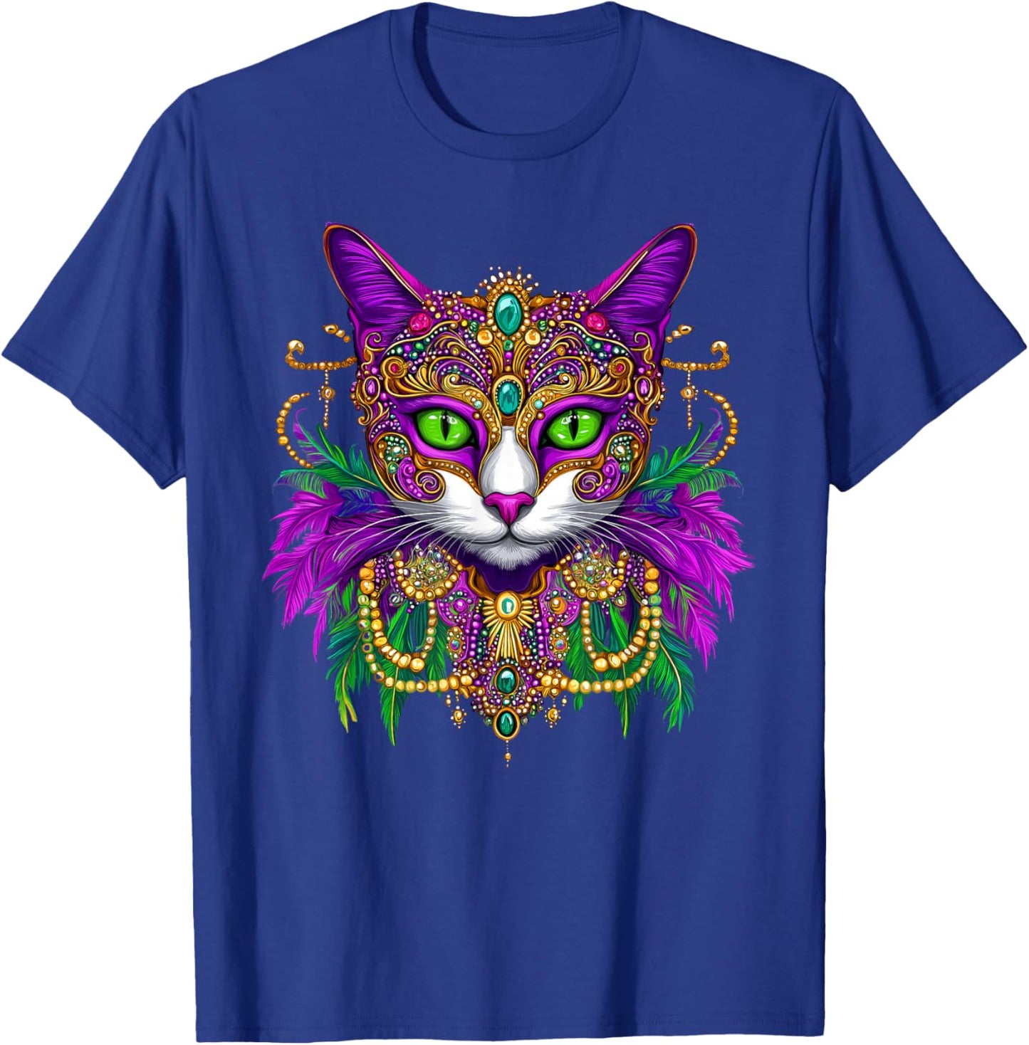 Meowdi Gras Mardi Gras Cat Lover New Orleans Louisiana Men Women Kids T-Shirt - T-Shirt | Royal