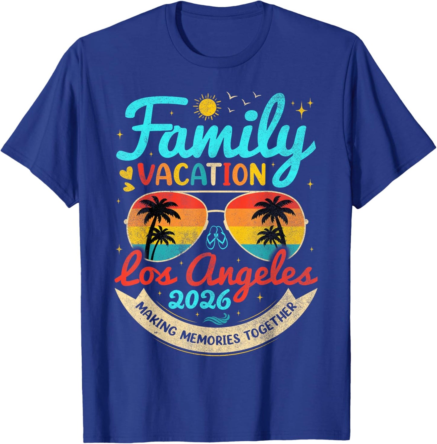 Vintage Family Vacation Los Angeles 2026 California Group T-Shirt - T-Shirt | Royal