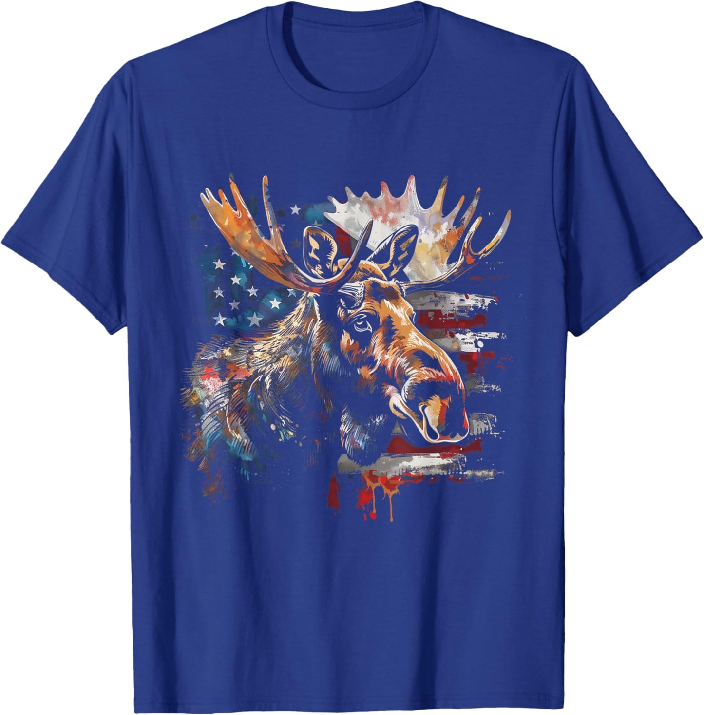Moose American Flag USA Nature Patriotic Moose Lover Kids Men T-Shirt - T-Shirt | Royal