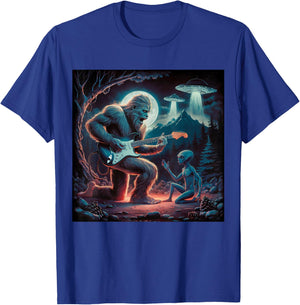Alien Bigfoot Guitar Sasquatch UFO T-Shirt - T-Shirt | Royal