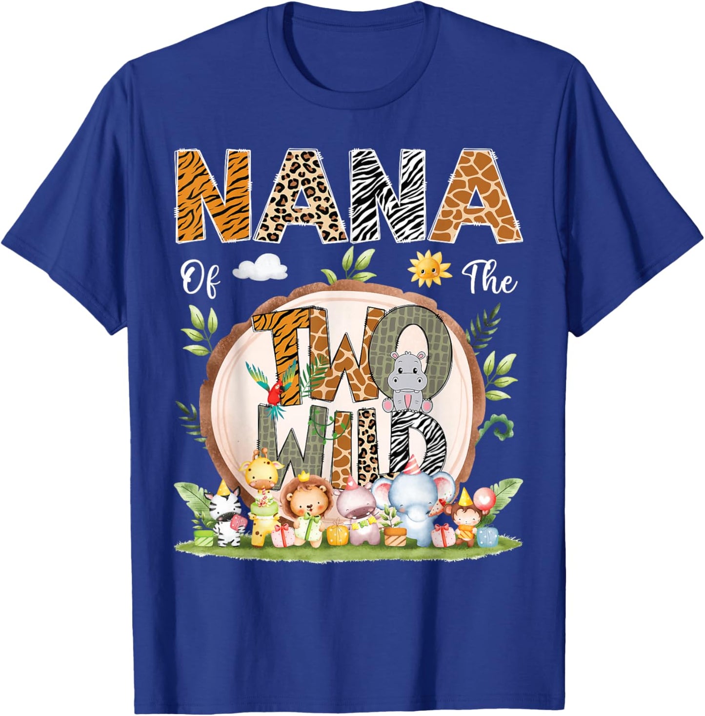 Nana Of The Two Wild Animal Safari 2Nd Birthday Party T-Shirt - T-Shirt | Royal