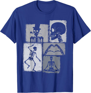 Skeleton Vintage Collage Horror Lover T-Shirt - T-Shirt | Royal