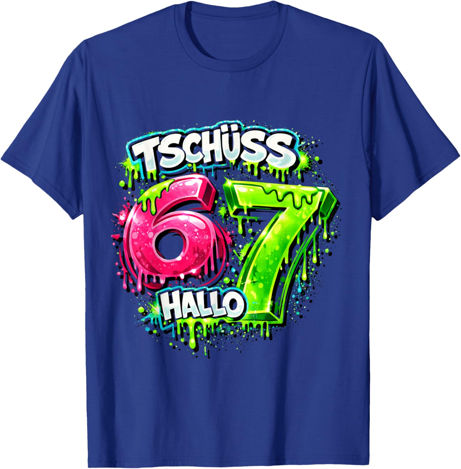Tschüss 6 Hallo 7 - Lustiges 7. Geburtstag 67 Meme T-Shirt - T-Shirt | Royal
