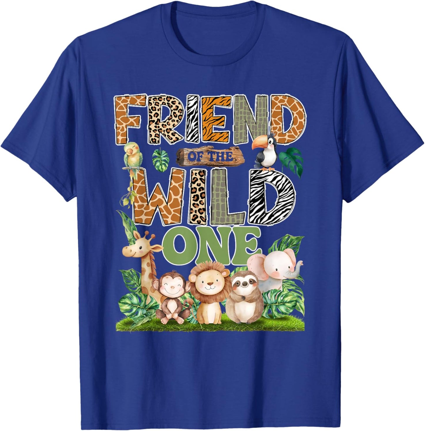Friend of The Wild One 1St Birthday Kids Safari Jungle T-Shirt - T-Shirt | Royal