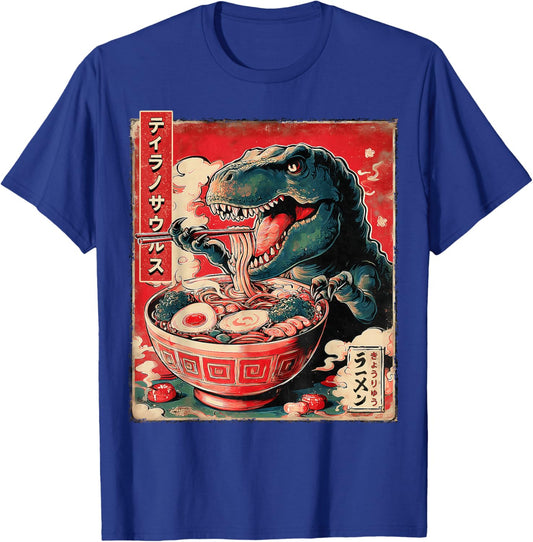 Japanese Noodles Vintage T-Rex Dinosaur Ramen T-Shirt - T-Shirt | Royal