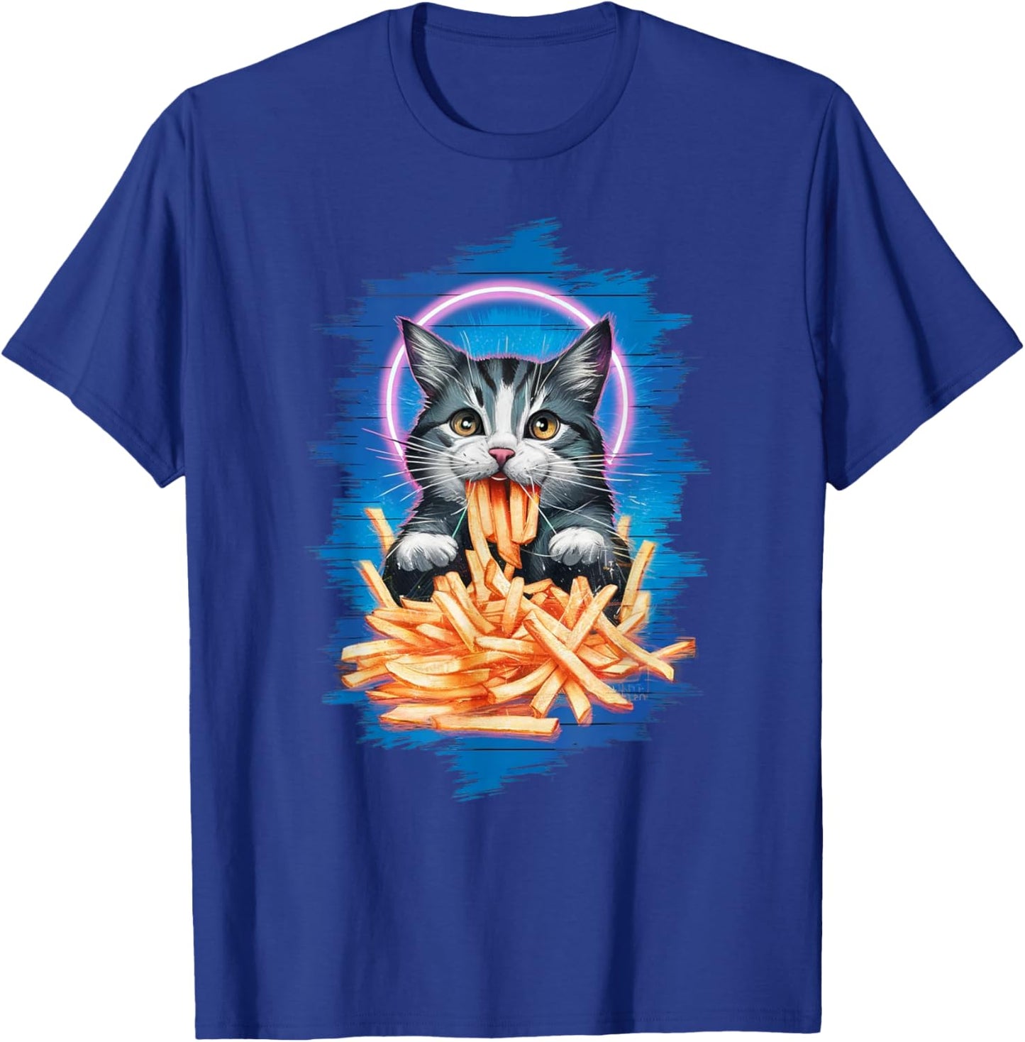 Funny Cat French Fries Humorous Potato Food Lovers T-Shirt - T-Shirt | Royal
