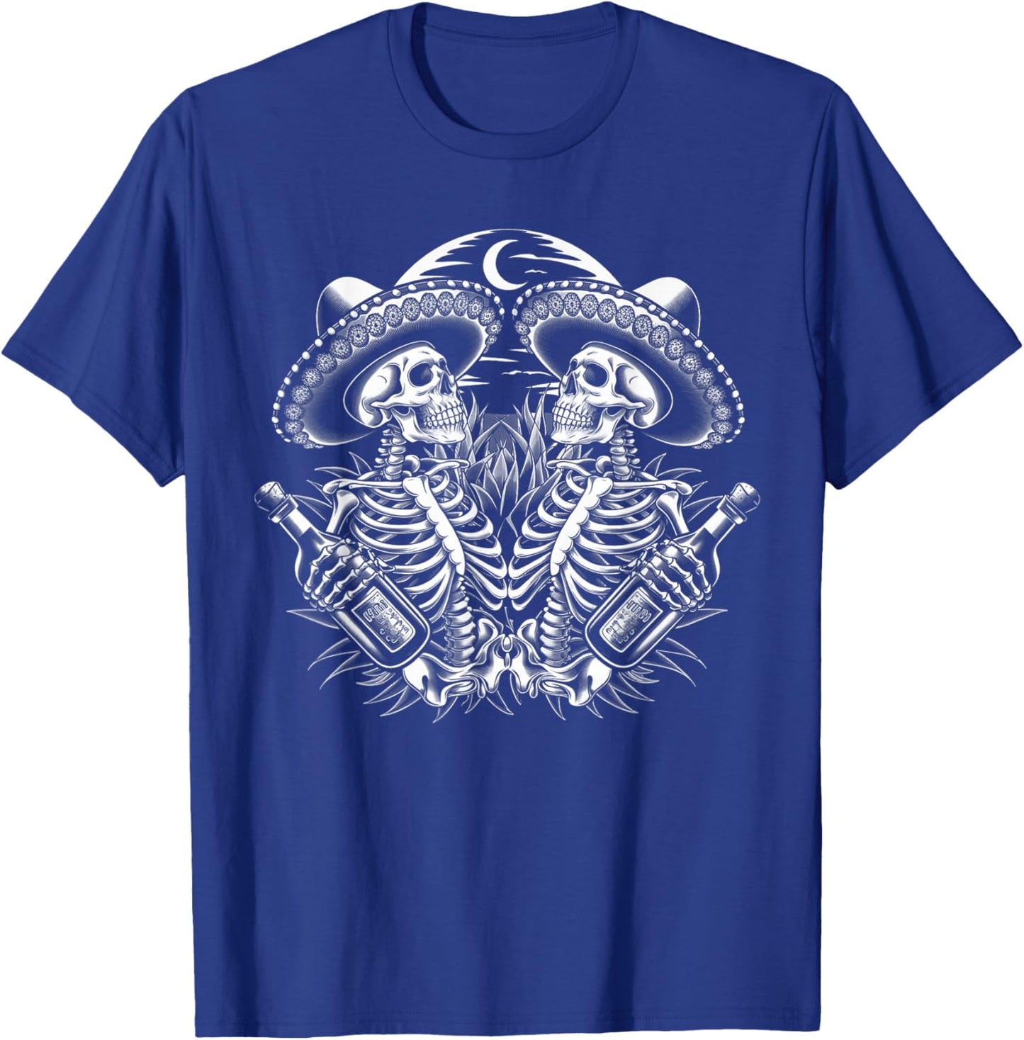 Mexico Vintage Skeleton Tequila Dia De Los Muertos Mexican T-Shirt - T-Shirt | Royal