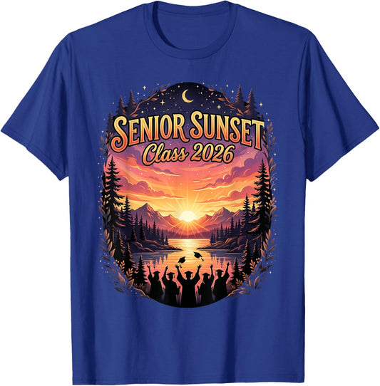 Senior Sunset Class of 2026 Graduation Nature Aesthetic T-Shirt - T-Shirt | Royal