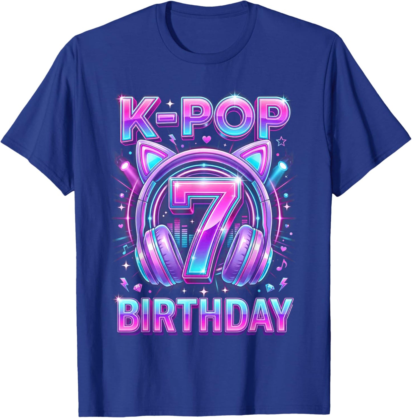 K-Pop 7th Birthday Kpop Girl 7 Year Old Korean Music T-Shirt - T-Shirt | Royal