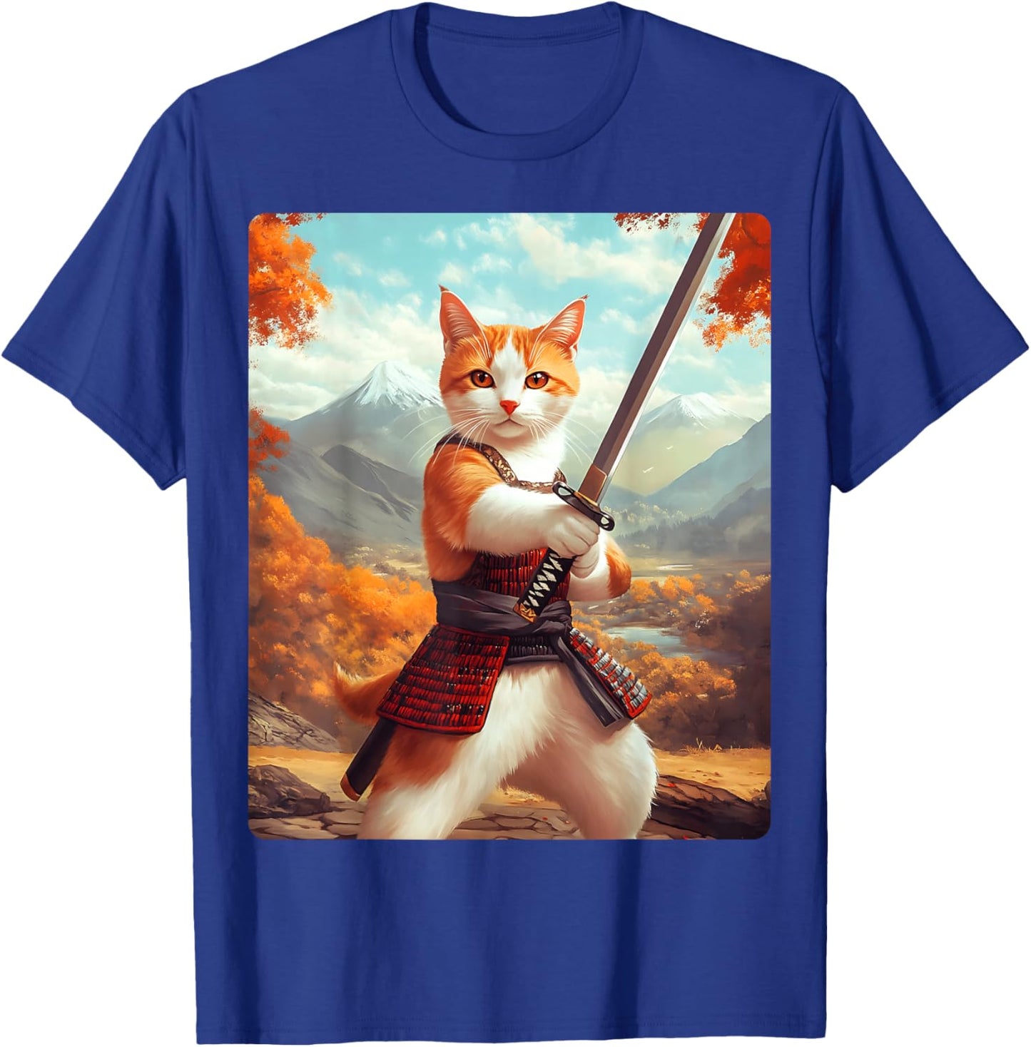 Samurai Cat Women Girls Kids T-Shirt - T-Shirt | Royal