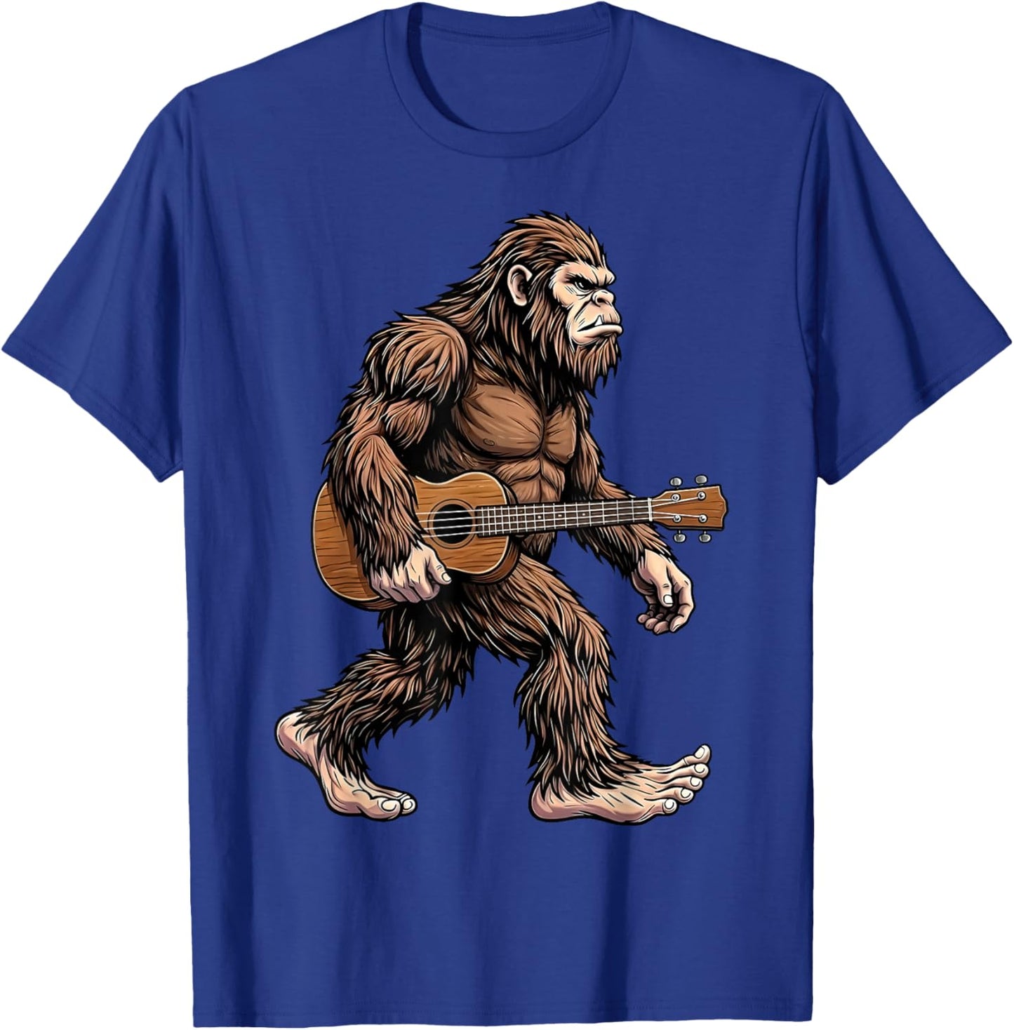 Bigfoot Carrying Ukulele Sasquatch Island Musician T-Shirt - T-Shirt | Royal