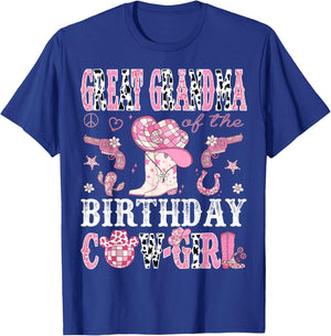 Great Grandma Of The Birthday Cow-Girl Pink Disco Western T-Shirt - T-Shirt | Royal