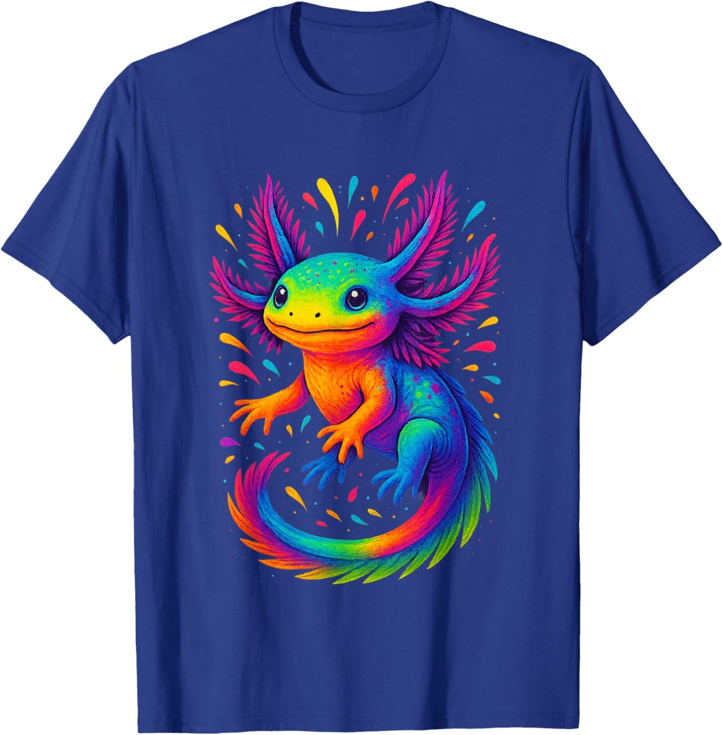 Colorful Rainbow Axolotl Graphic Cute Watercolor Axolotl T-Shirt - T-Shirt | Royal