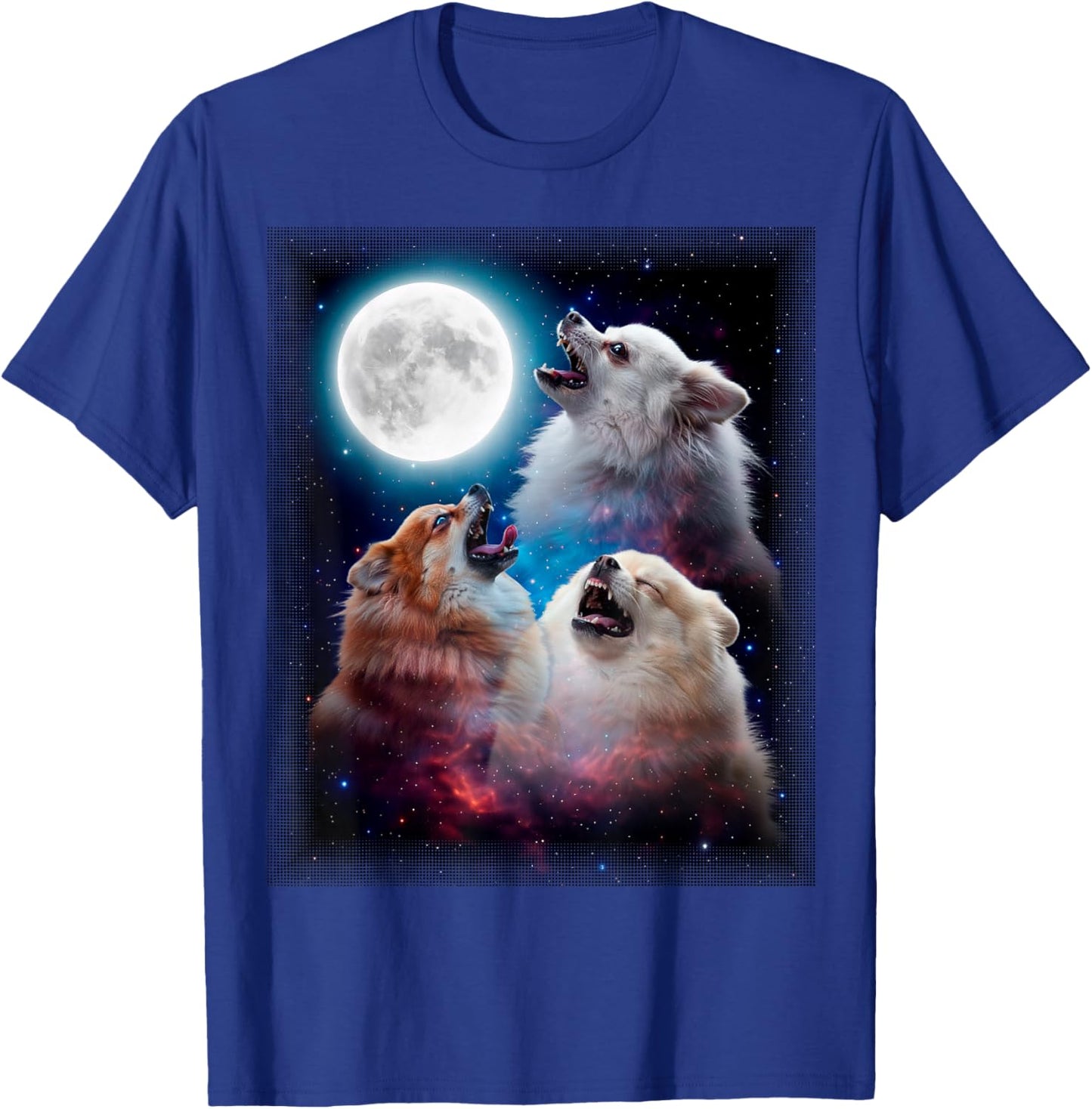 3 Pomeranians Moon Funny 80s 90s Retro Dog T-Shirt - T-Shirt | Royal