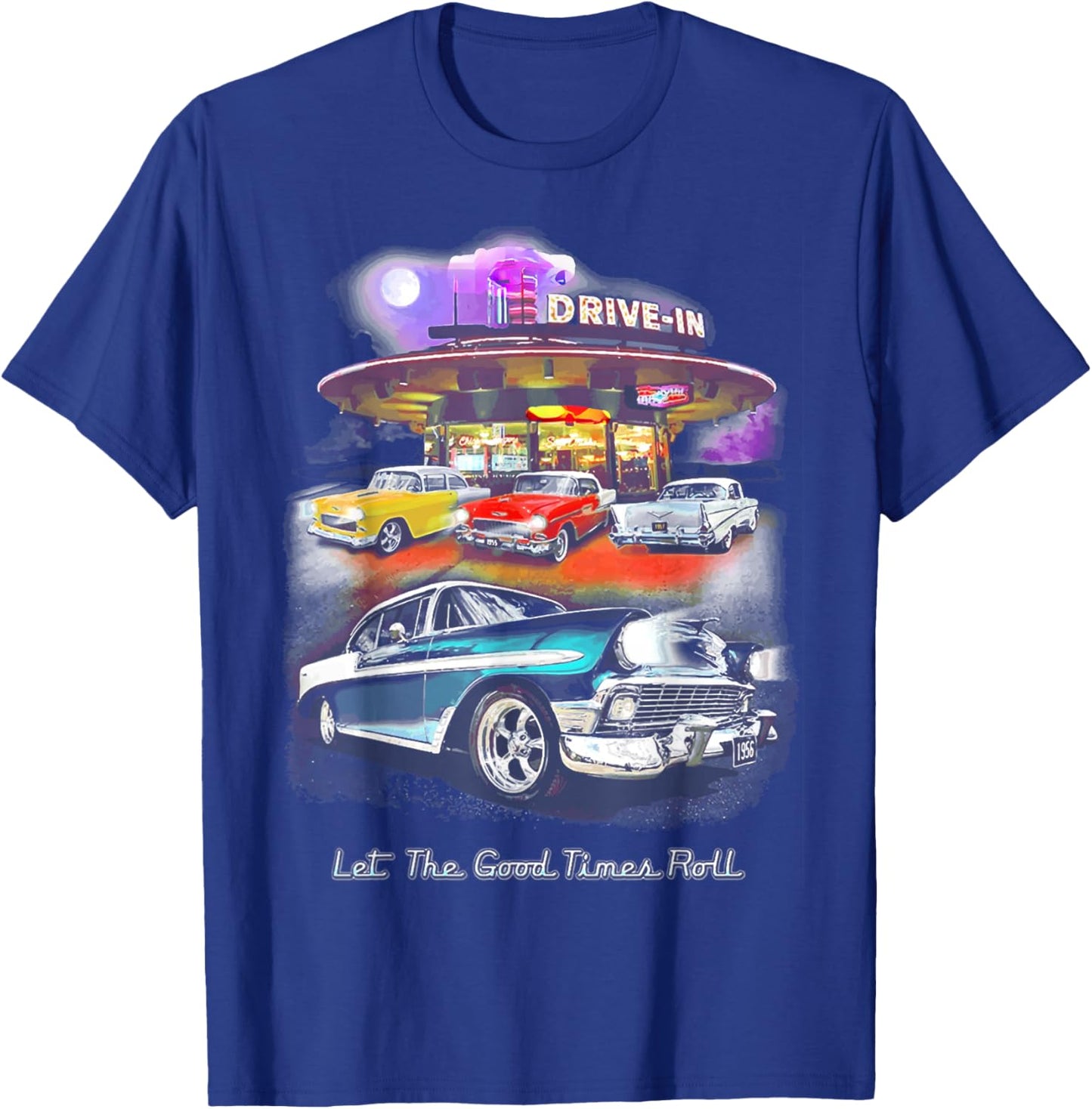 55 57 50 90s Chevys Bel Air TriFive Retro Classic car T-Shirt - T-Shirt | Royal