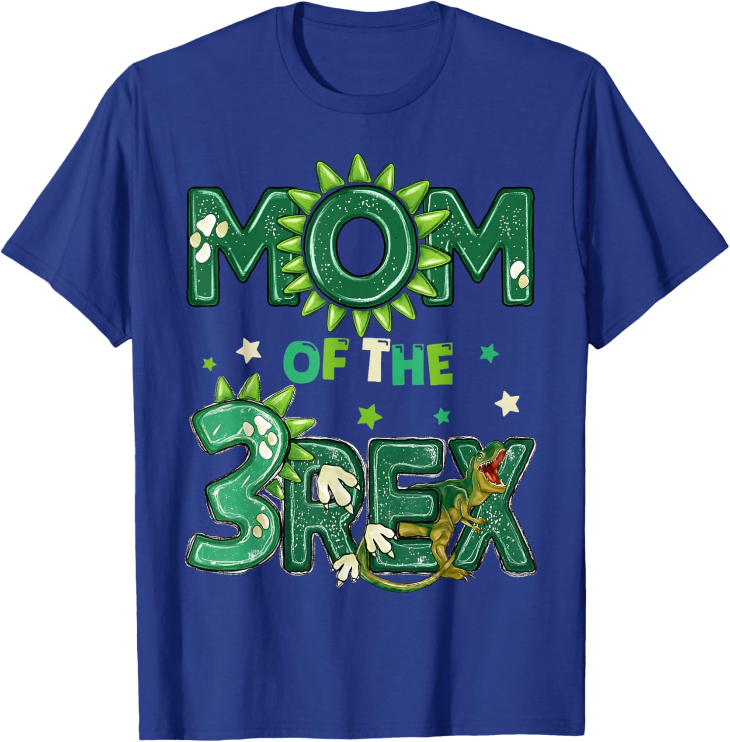 Mom of The Three Rex Birthday Dinosaur Family Matching T-Shirt - T-Shirt | Royal