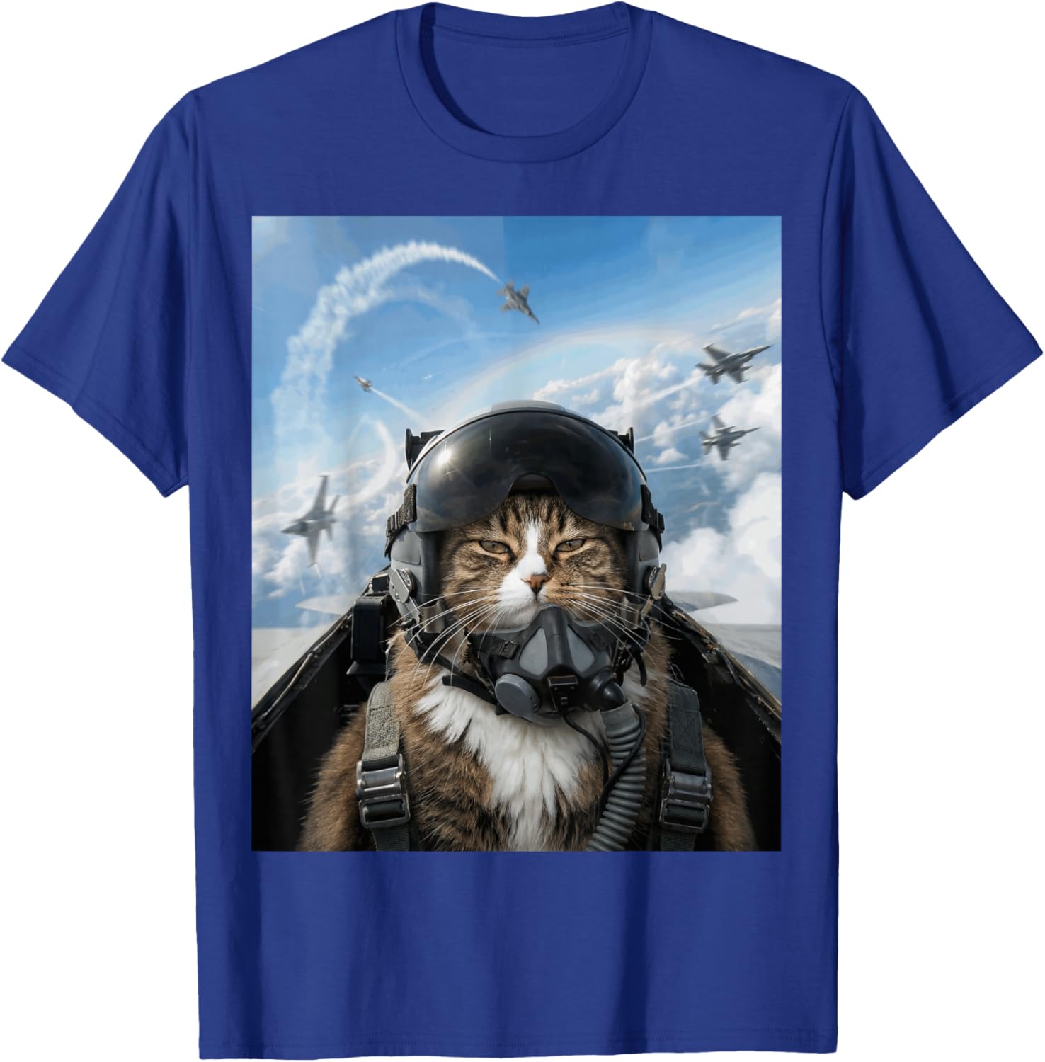 Selfie Squad Cat Funny Fighter Pilot Meme Kitty Gen Z Humor T-Shirt - T-Shirt | Royal