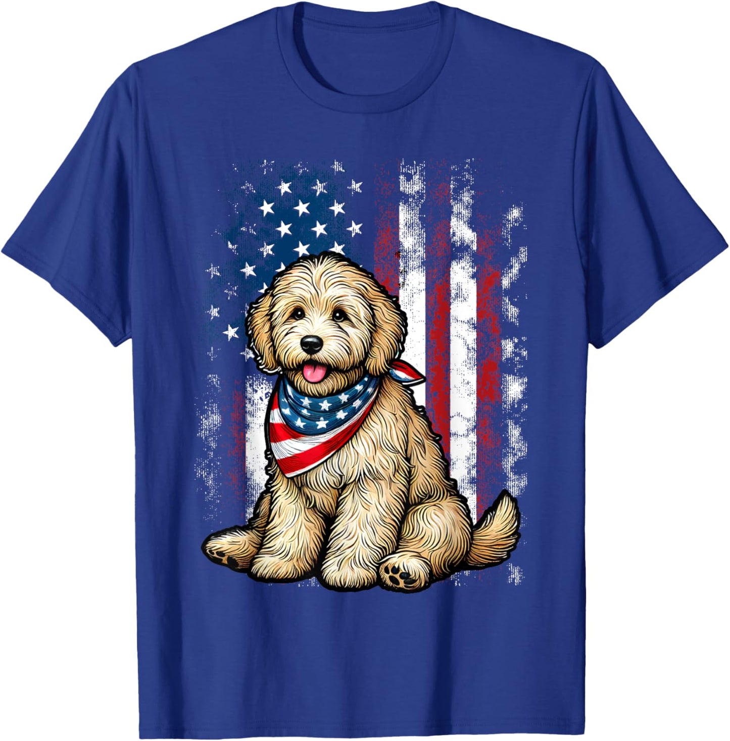 Goldendoodle 4th of July Patriotic Golden Doodle Dog T-Shirt - T-Shirt | Royal