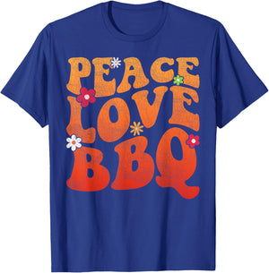Peace Love BBQ Grillmaster Women Grilling bbq Meat Smoker T-Shirt - T-Shirt | Royal
