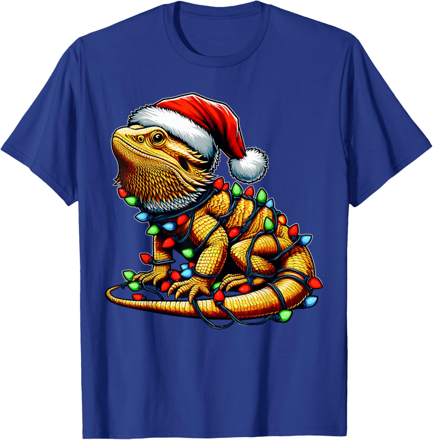 Bearded Dragon Lizard Christmas Hat Xmas T-Shirt - T-Shirt | Royal