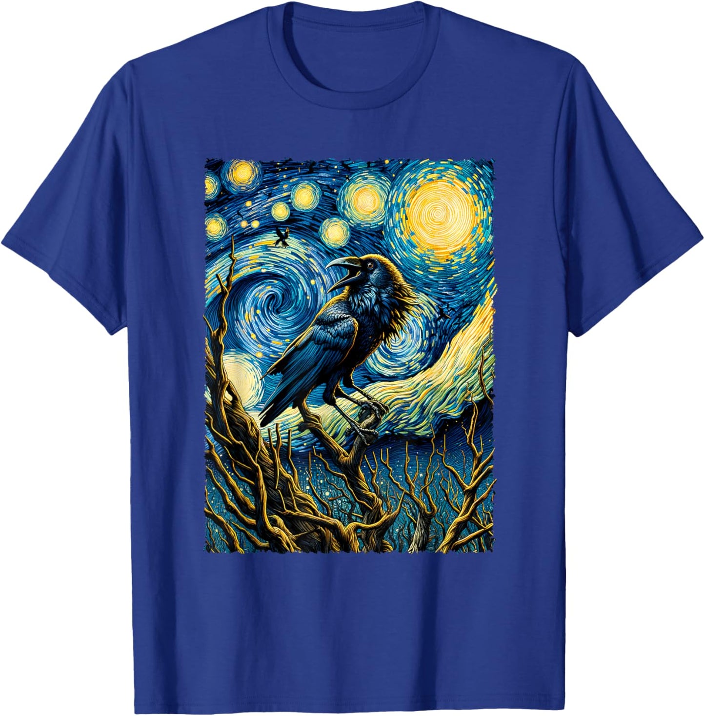 Crow Starry Night Funny Mystical Crow T-Shirt - T-Shirt | Royal