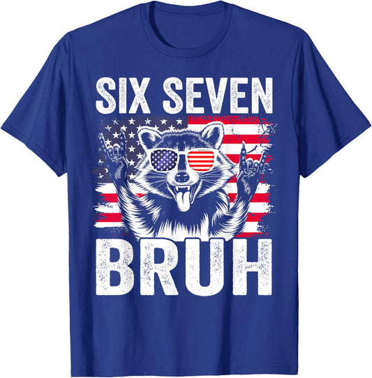 4th of July Boys Outfit American Patriotic 67 Six Seven Bruh T-Shirt - T-Shirt | Royal
