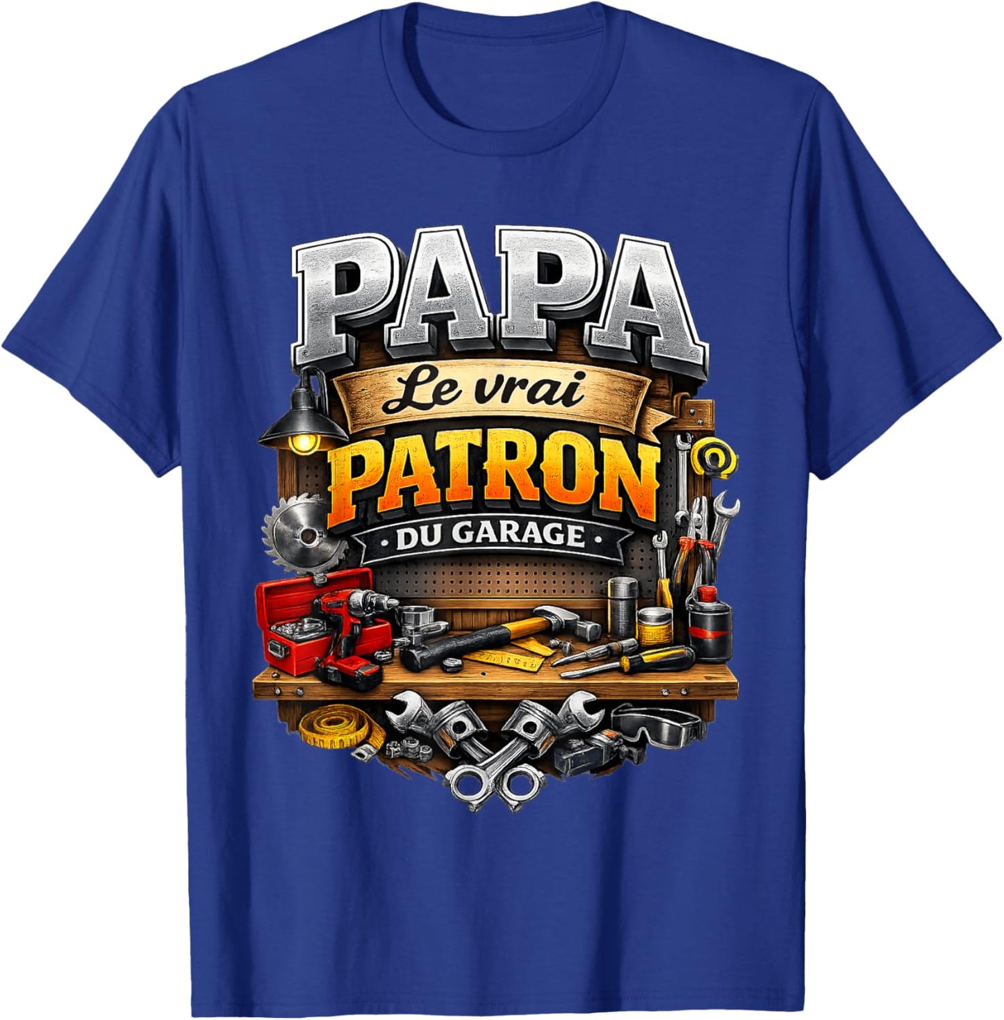 Cadeau Papa Bricoleur Bricolage Garage Fête des Pères Noël T-Shirt - T-Shirt | Royal